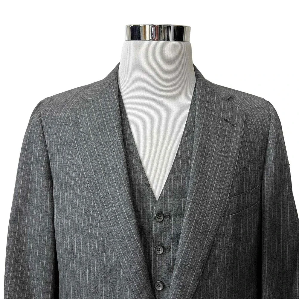 Vintage Chaps by Ralph Lauren Mens 100% Virgin Wool Pinstripe Waistcoat & Blazer